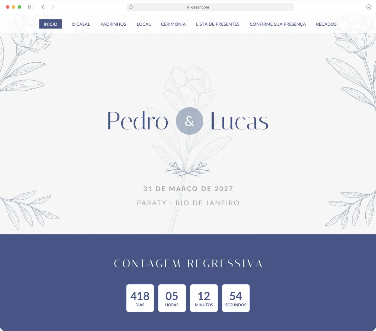 Tema de Site de Casamento Floresta - Estilo Rústico Tema Floresta