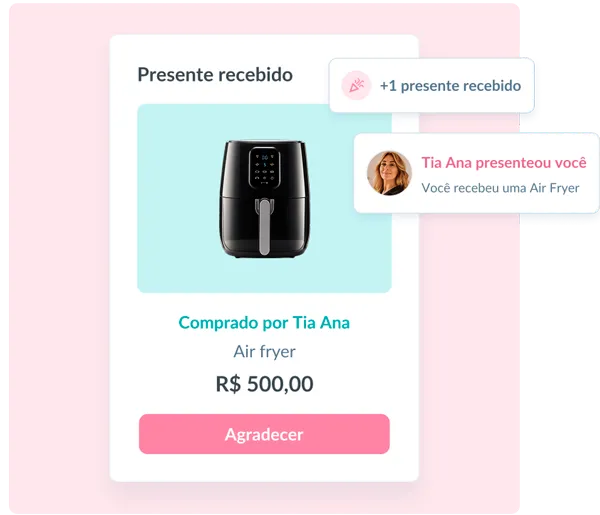 Notificação de Presente de Casamento Recebido - Casar.com Receba os presentes em dinheiro