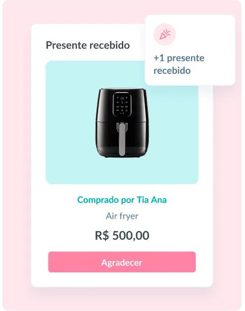 Notificação de Presente de Casamento Recebido - Casar.com Receba os presentes em dinheiro